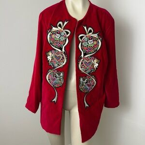 Bob Mackie Wearable Art Embroidered Red Women's Jacket